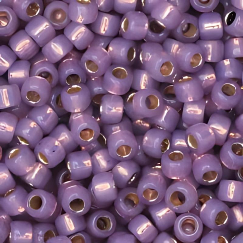 #8 Toho Seed Beads, Silver Lined Milky Amethyst, Permanent Finish, 3x3mm, 10 Grams/0.35oz
