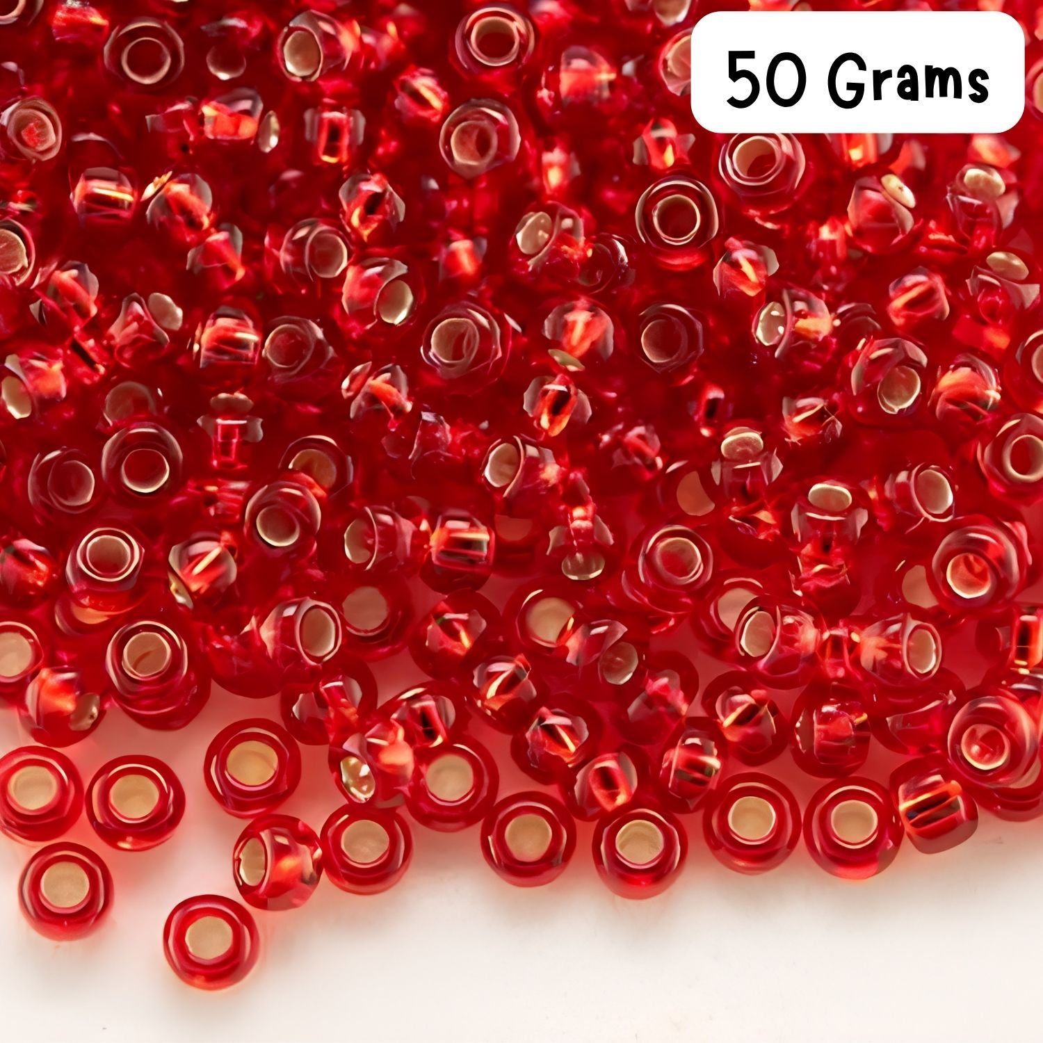 #11 Toho Seed Beads, Silver LIned Light Siam Ruby Red, 2x2mm, 50 Grams/1.87oz, Approx 5555pcs