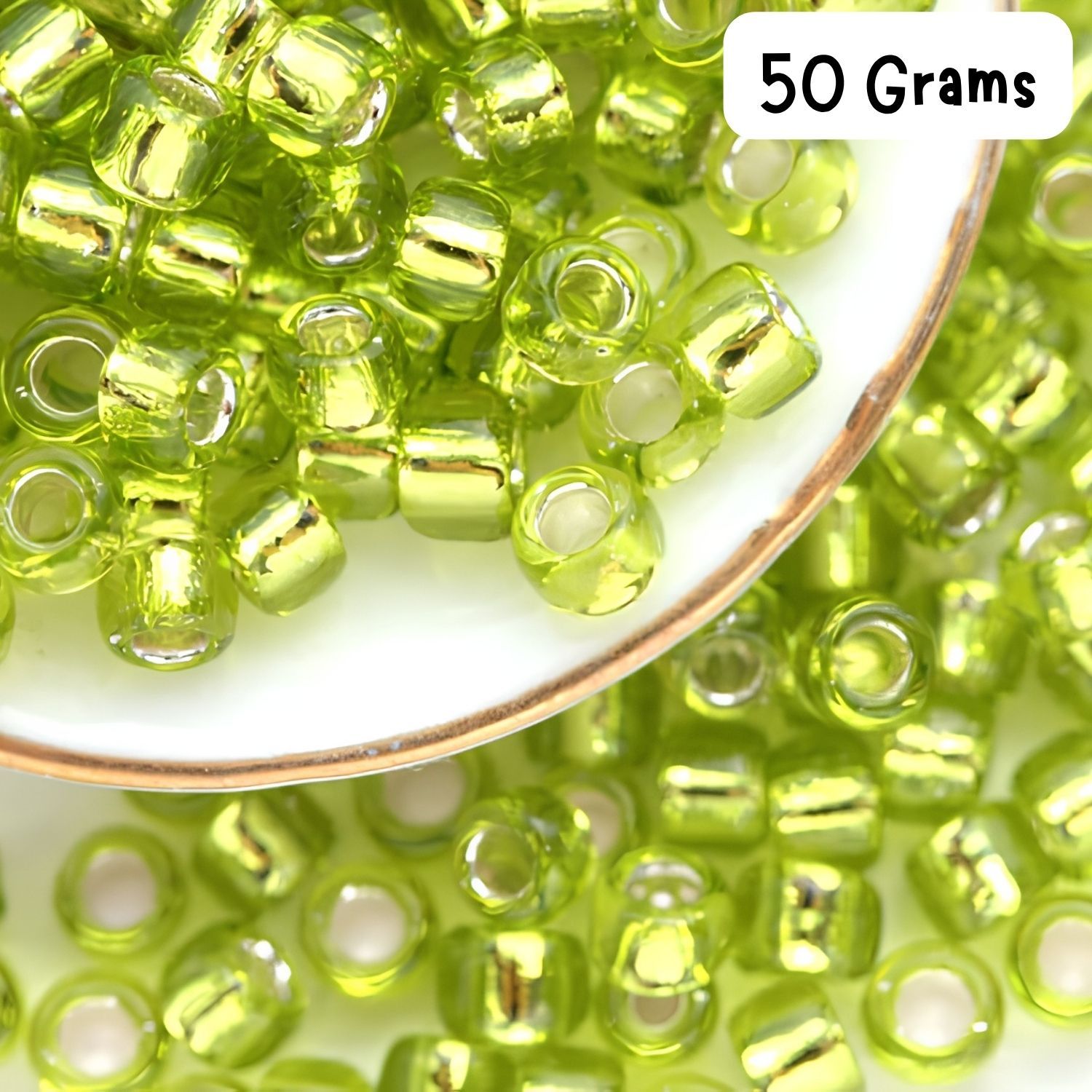 #11 Toho Seed Beads, Silver Lined Lime Green, 2x2mm, 50 Grams/1.87oz, Approx 5555pcs