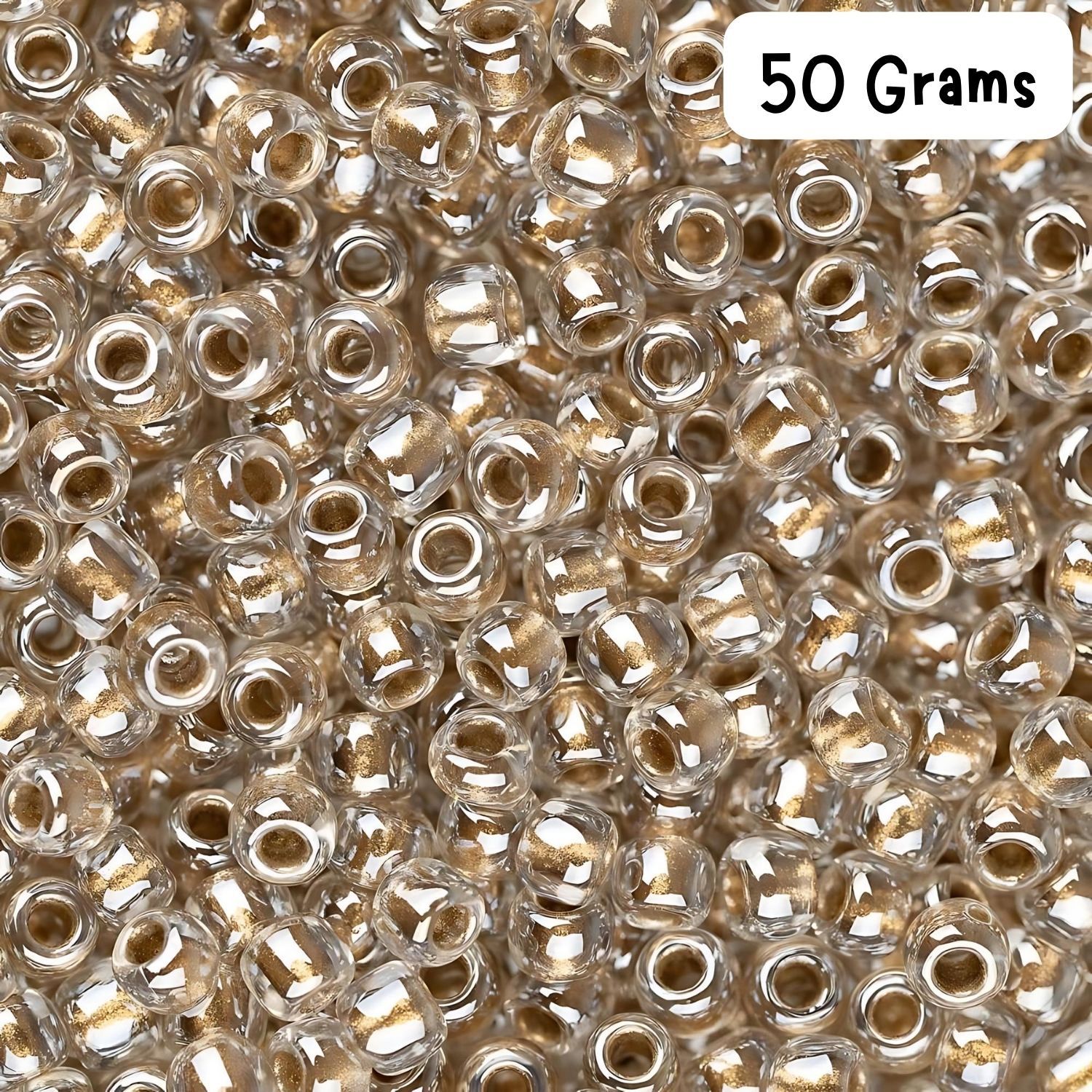 #11 Toho Seed Beads, Gilt LIned Crystal, 2x2mm, 50 Grams/1.87oz, Approx 5555pcs