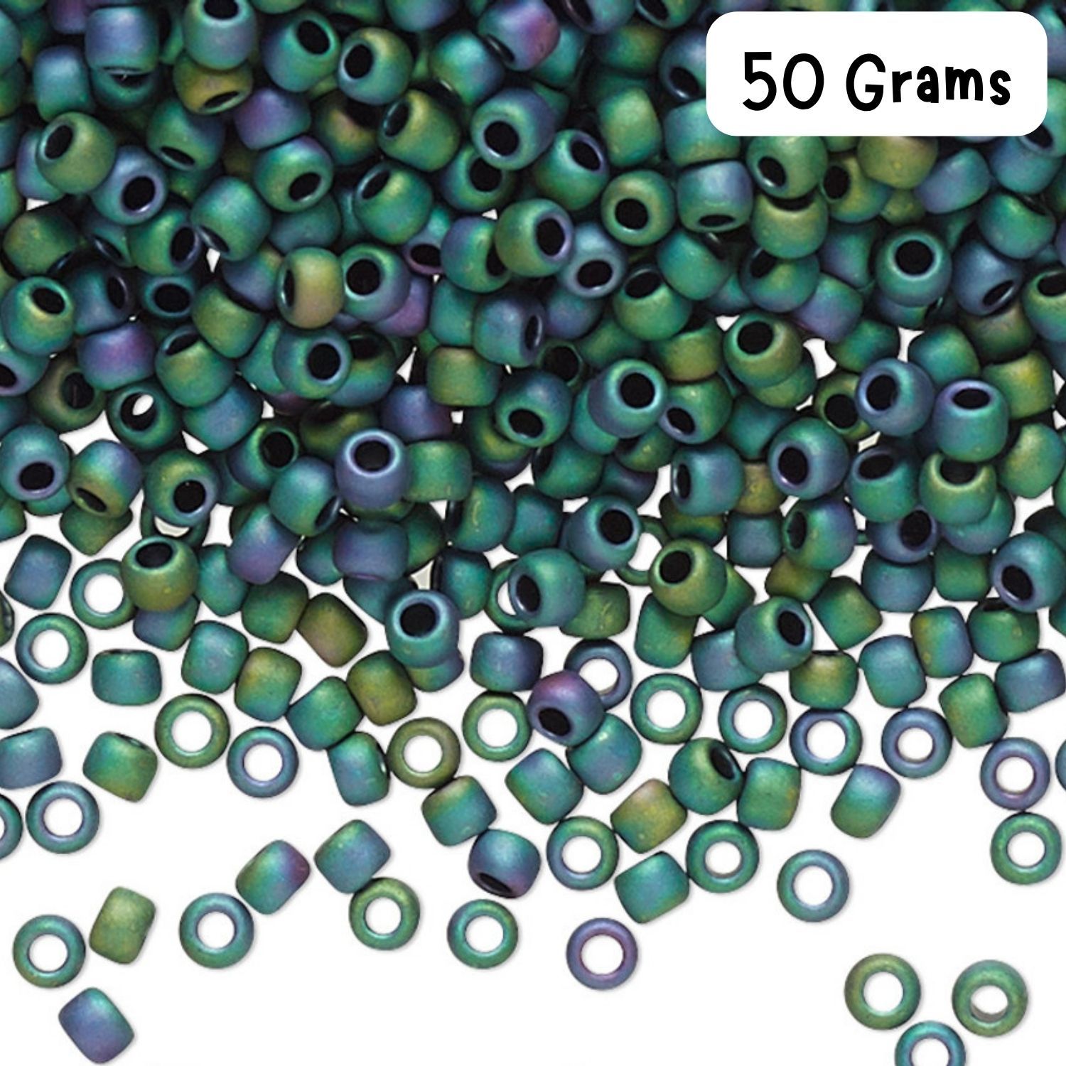 #11 Toho Seed Beads, Matte Iris Teal, 2x2mm, 50 Grams/1.87oz, Approx 5555pcs