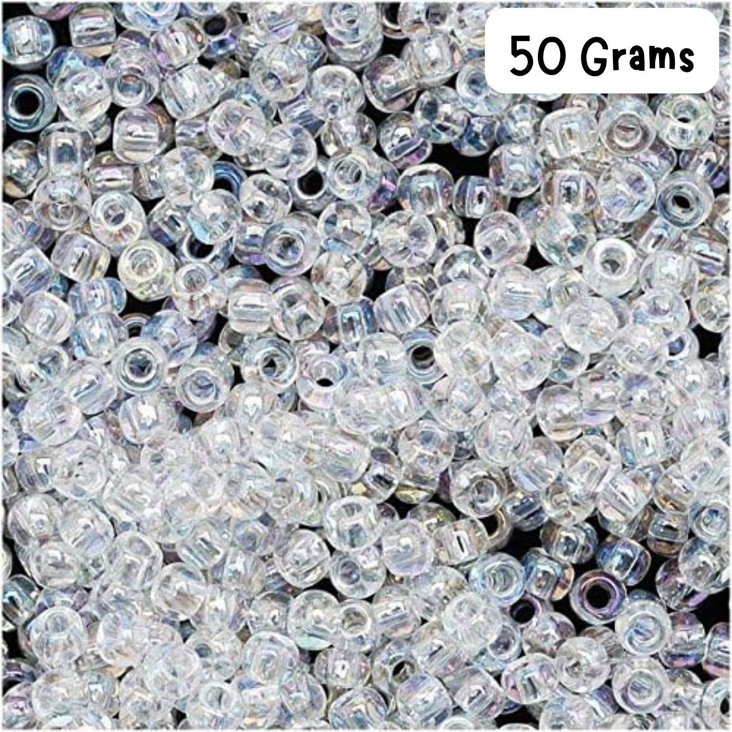 #11 Toho Seed Beads, Transparent Crystal AB, 2x2mm, 50 Grams/1.87oz, Approx 5555pcs