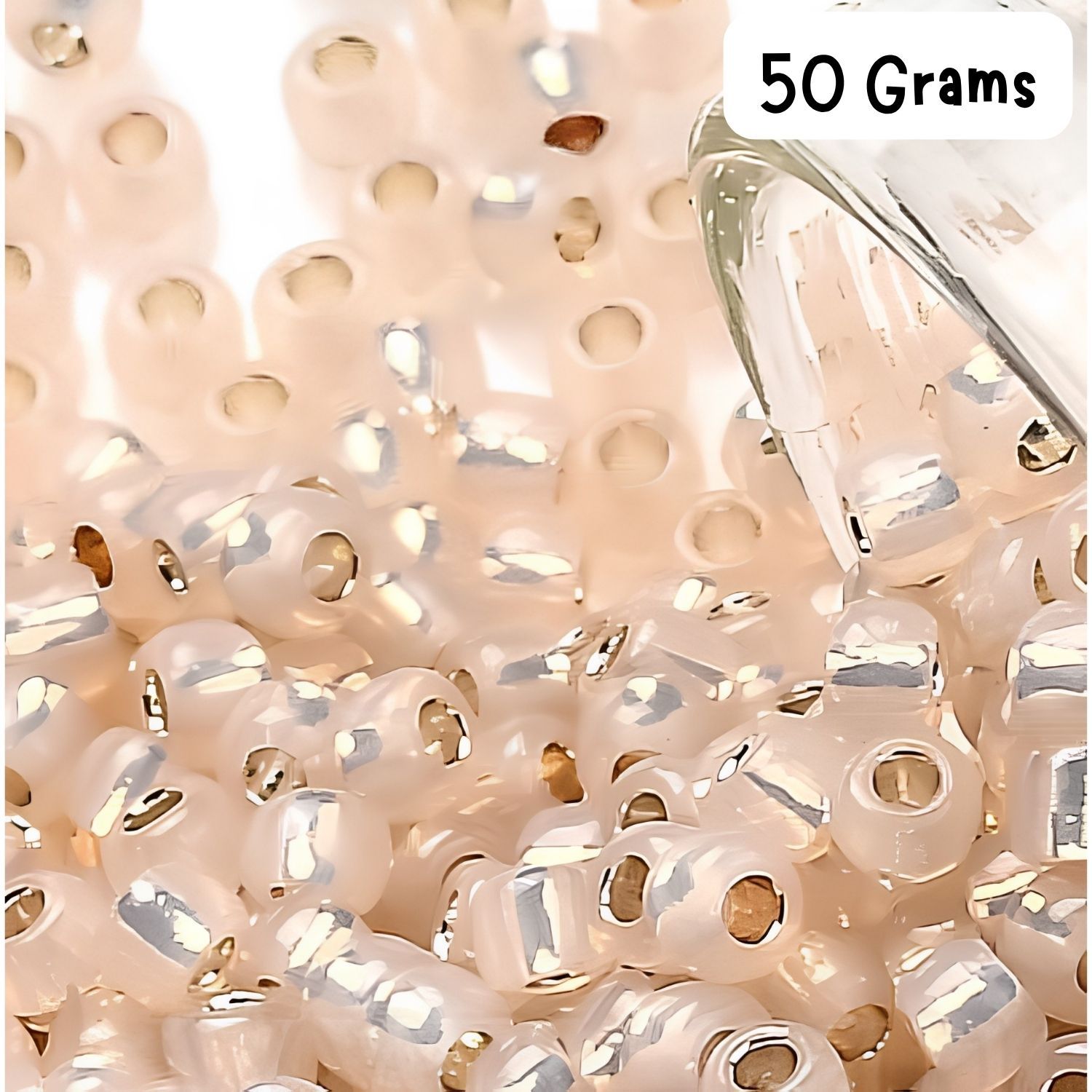 #11 Toho Seed Beads, Silver Lined Light Peach Opal, 2x2mm, 50 Grams/1.87oz, Approx 5555pcs