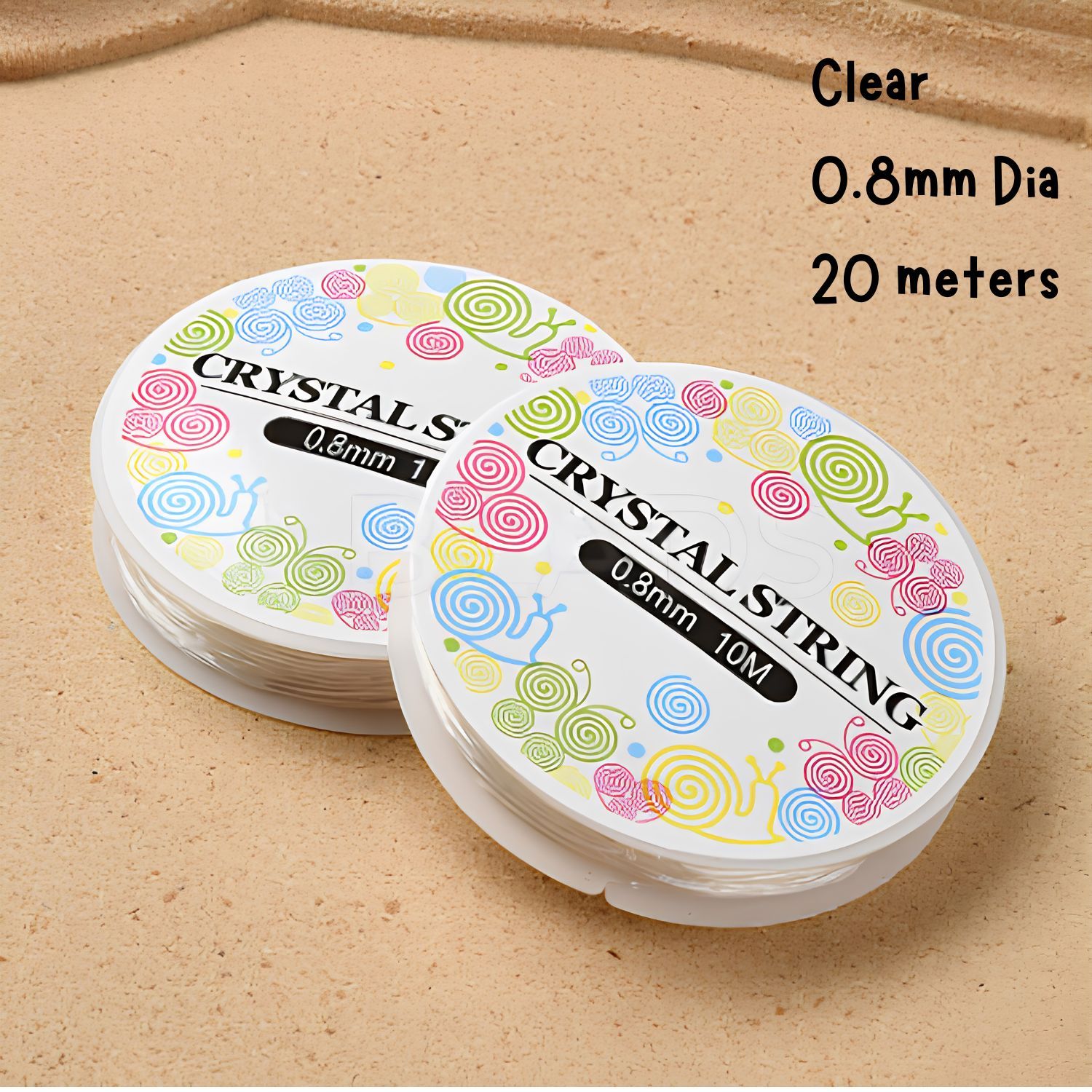 0.8mm Clear Elastic Stretchy Crystal String Cord, 20 Meters/65 Feet, 29gms/1.02oz