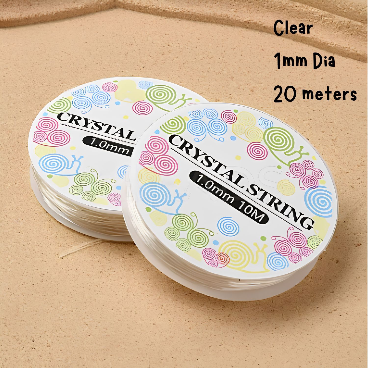 1mm Clear Elastic Stretchy Crystal String Cord, 20 Meters/65 Feet, 31gms/1.09oz