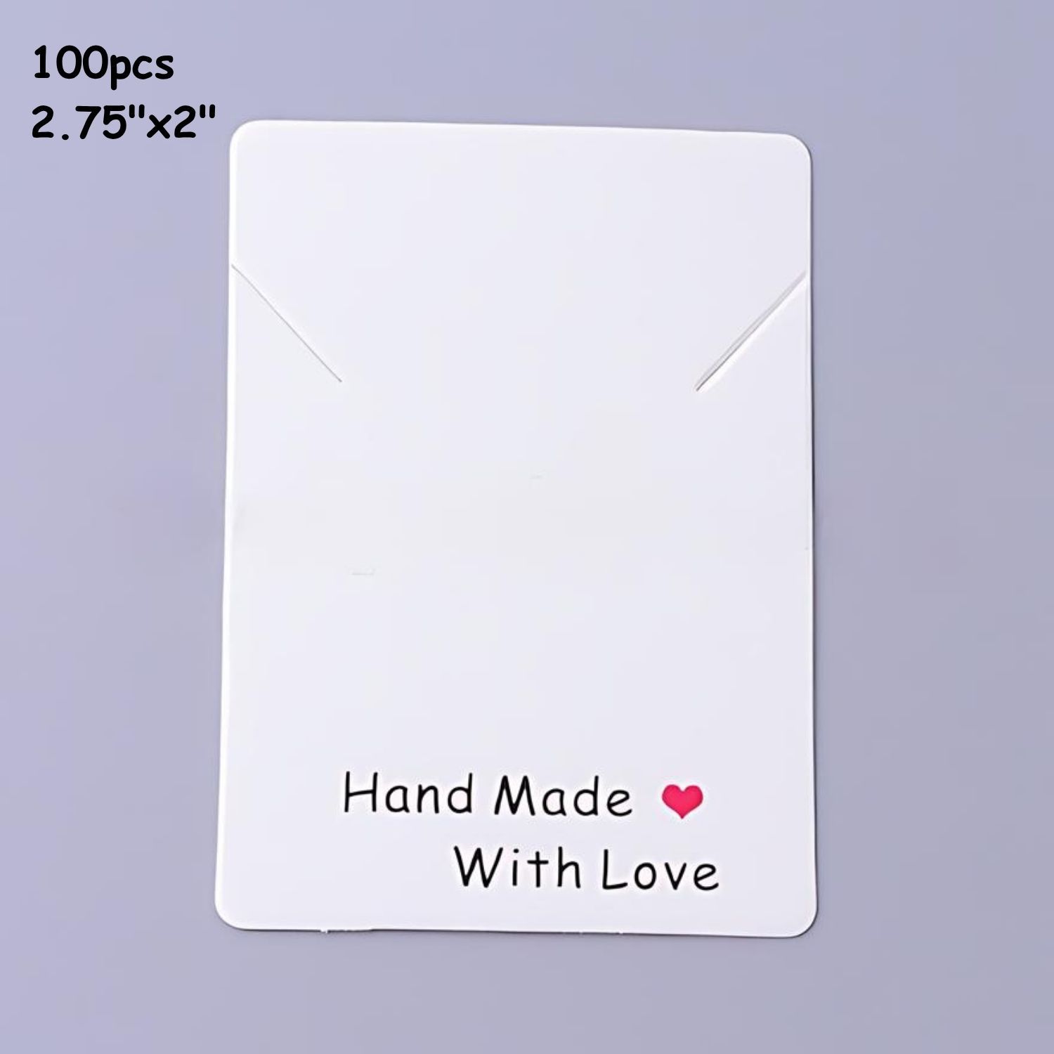 2.75"x2" Made With Love White Display Cards, 100pcs, 3oz