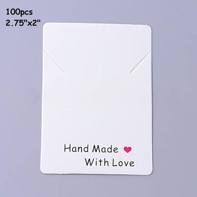 2.75"x2" Made With Love White Display Cards, 100pcs, 3oz