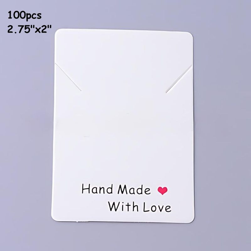 2.75"x2" Made With Love White Display Cards, 100pcs, 3oz