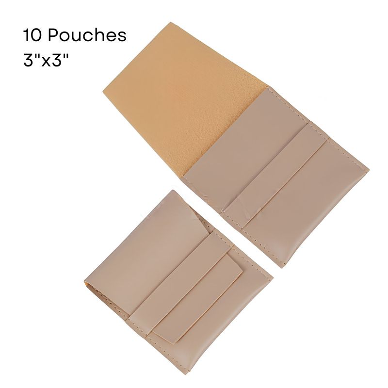 3''x3'' PU Leather Flip Pouches/Bags, Tan, 10pcs, 5.5oz