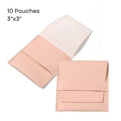 3''x3'' PU Leather Flip Pouches/Bags, Pink, 10pcs, 5.5oz