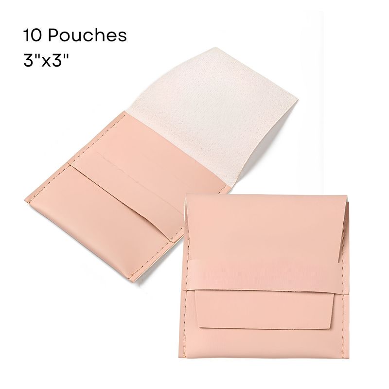 3''x3'' PU Leather Flip Pouches/Bags, Pink, 10pcs, 5.5oz