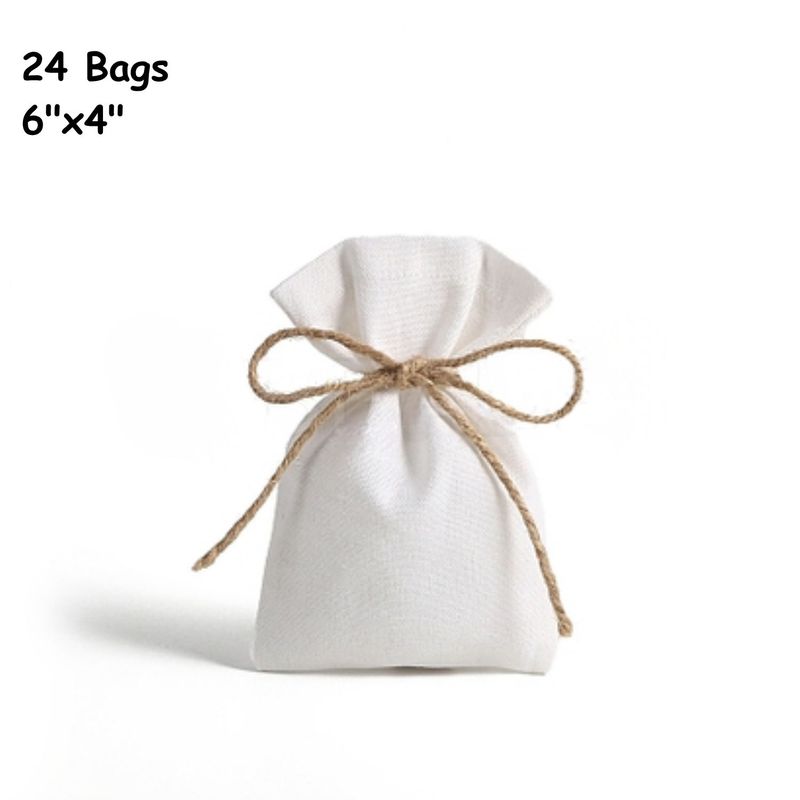 6''x4'' Pouches/Bags, White, 24pcs, Cotton Polyester, 7.06oz