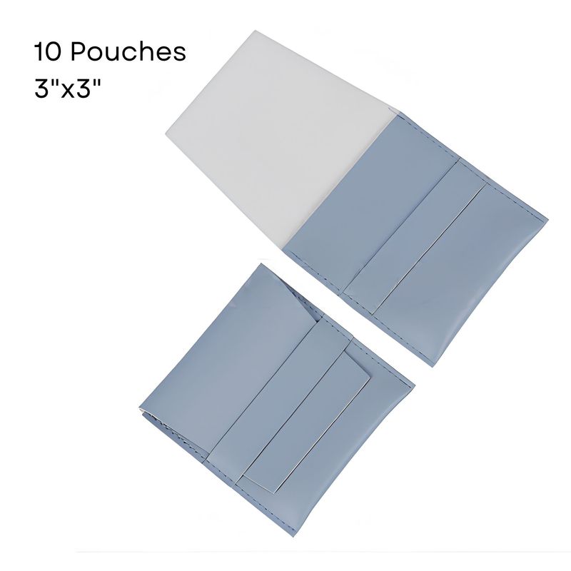 3''x3'' PU Leather Flip Pouches/Bags, Light Blue, 10pcs, 5.5oz