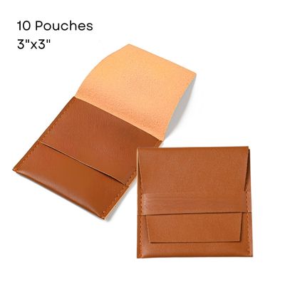 3''x3'' PU Leather Flip Pouches/Bags, Red Brown, 10pcs, 5.5oz