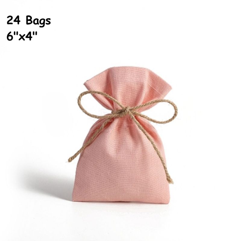 6''x4'' Pouches/Bags, Pink, 24pcs, Cotton Polyester, 7.06oz
