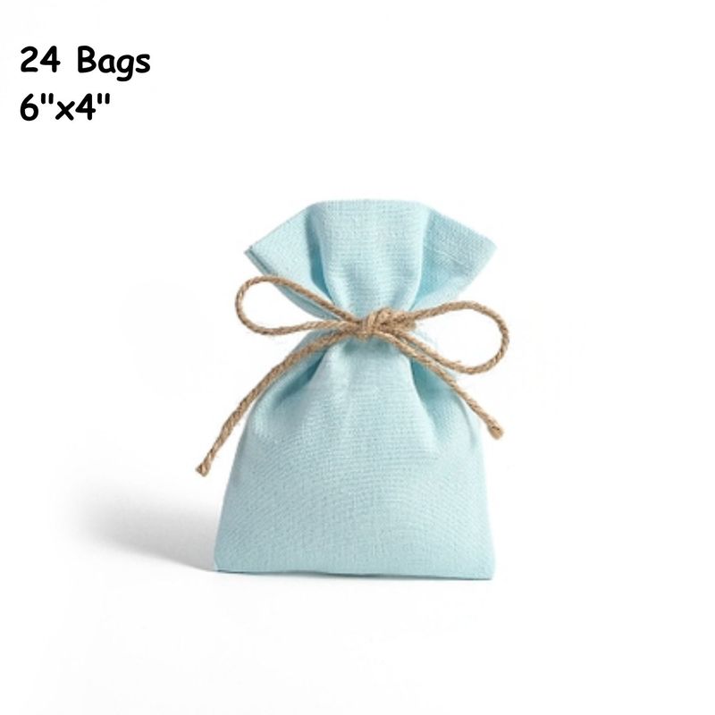 6''x4'' Pouches/Bags, Light Blue, 24pcs, Cotton Polyester, 7.06oz
