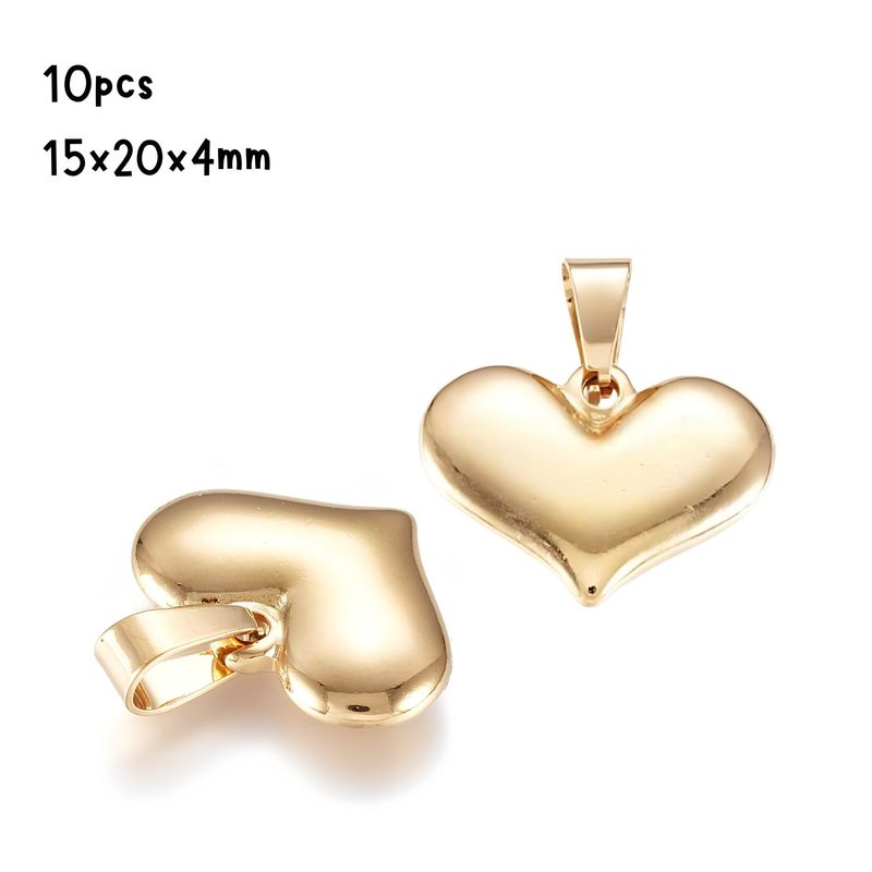 GP Stainless Steel Heart, 10pcs, 15x20x4mm, Bail 10x6mm, Charms/Pendants, 1.83oz