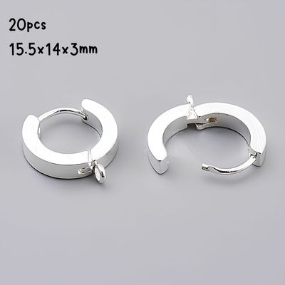 SP Stainless Steel Huggie Hoop Earrings, 20pcs, 15.5x14x3mm, w/1.6mm Loops, Pin: 1mm, 1.09oz