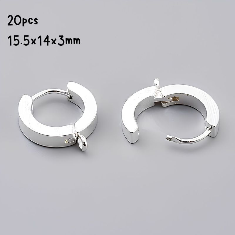 SP Stainless Steel Huggie Hoop Earrings, 20pcs, 15.5x14x3mm, w/1.6mm Loops, Pin: 1mm, 1.09oz