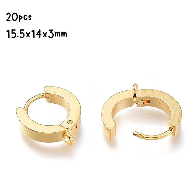 GP Stainless Steel Huggie Hoop Earrings, 20pcs, 15.5x14x3mm, w/1.6mm Loops, Pin: 1mm, 1.09oz