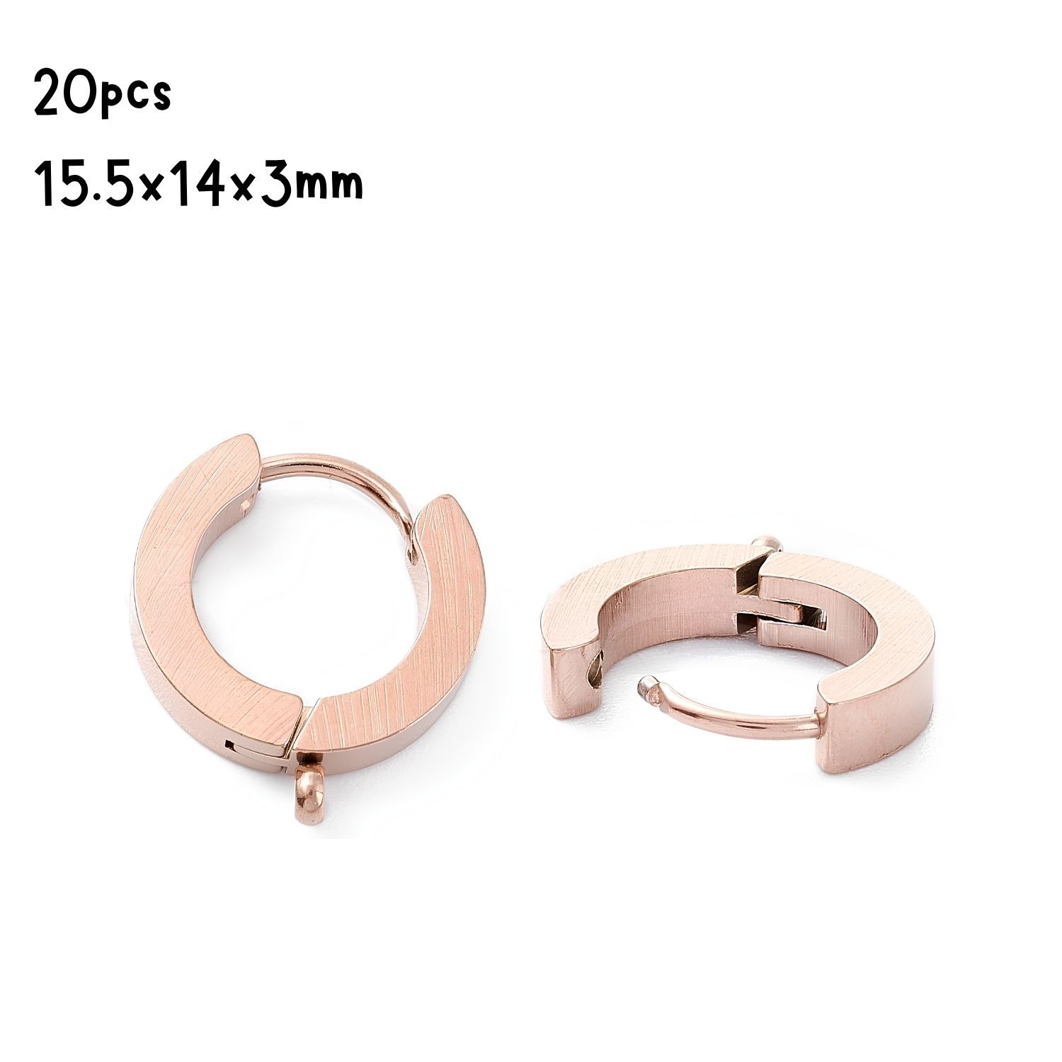RGP Stainless Steel Huggie Hoop Earrings, 20pcs, 15.5x14x3mm, w/1.6mm Loops,  Pin: 1mm, 1.09oz