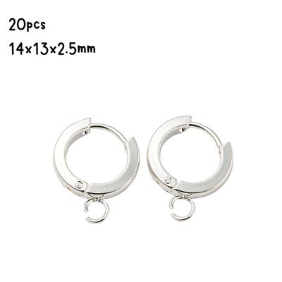 SP Stainless Steel Huggie Hoop Earrings, 20pcs, 14x13x2.5mm, w/2.7mm Loops, Pin: 1mm, 0.78oz