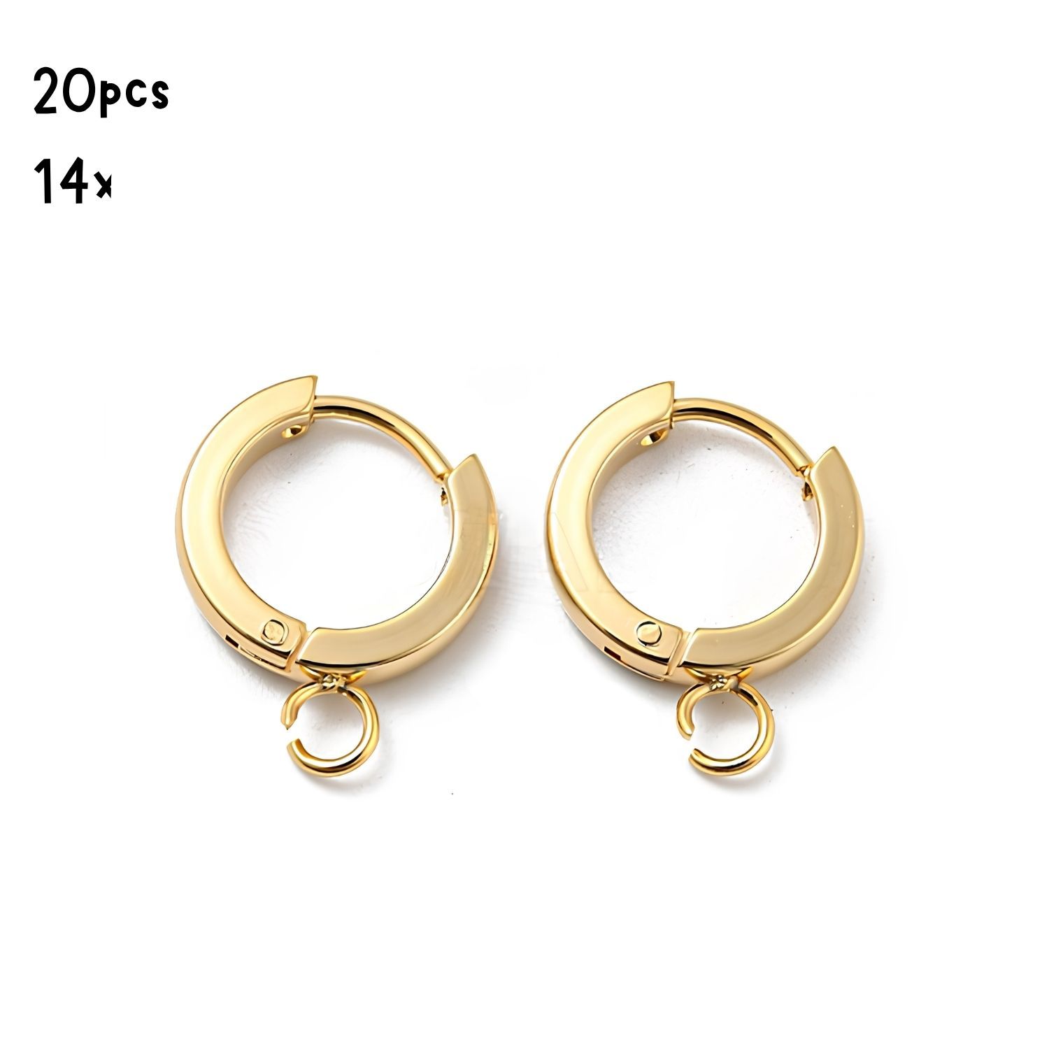 GP Stainless Steel Huggie Hoop Earrings, 20pcs, 14x13x2.5mm, w/2.7mm Loops, Pin: 1mm, 0.78oz