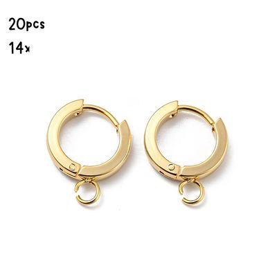 GP Stainless Steel Huggie Hoop Earrings, 20pcs, 14x13x2.5mm, w/2.7mm Loops, Pin: 1mm, 0.78oz