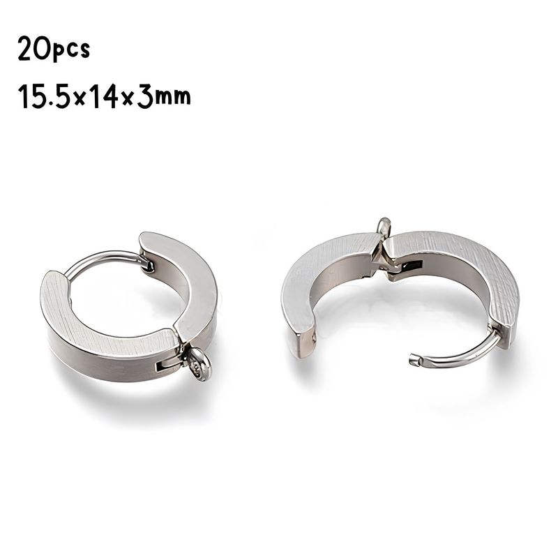 Stainless Steel Huggie Hoop Earrings, 20pcs, 15.5x14x3mm, w/1.6mm Loops, Pin: 1mm, 1.09oz