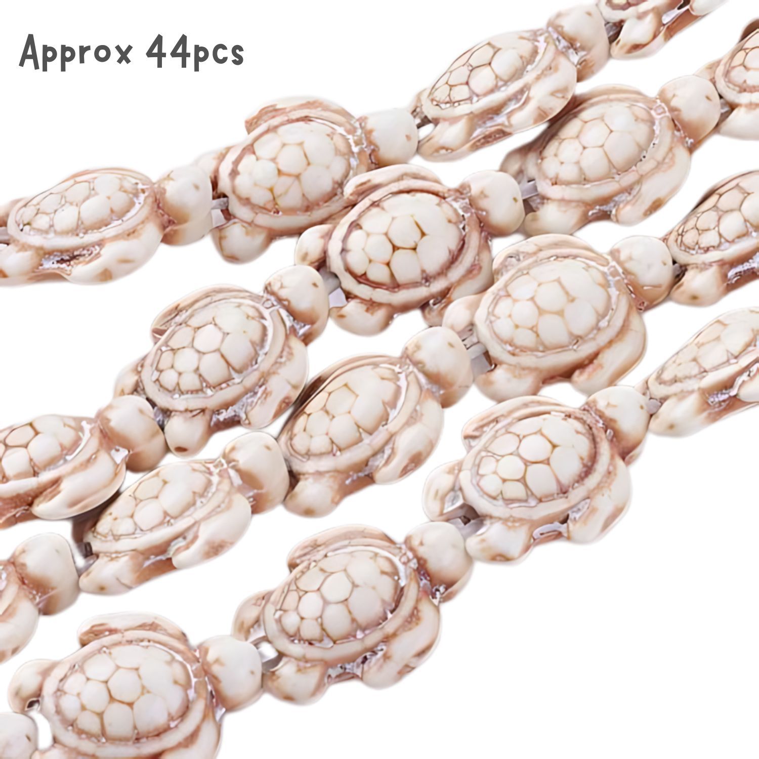 Turtle Beads, Antique White, Approx 44pcs, 18x15x7mm, Hole 1.5mm, Synthetic/Acrylic, 2.19oz