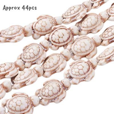Turtle Beads, Antique White, Approx 44pcs, 18x15x7mm, Hole 1.5mm, Synthetic/Acrylic, 2.19oz