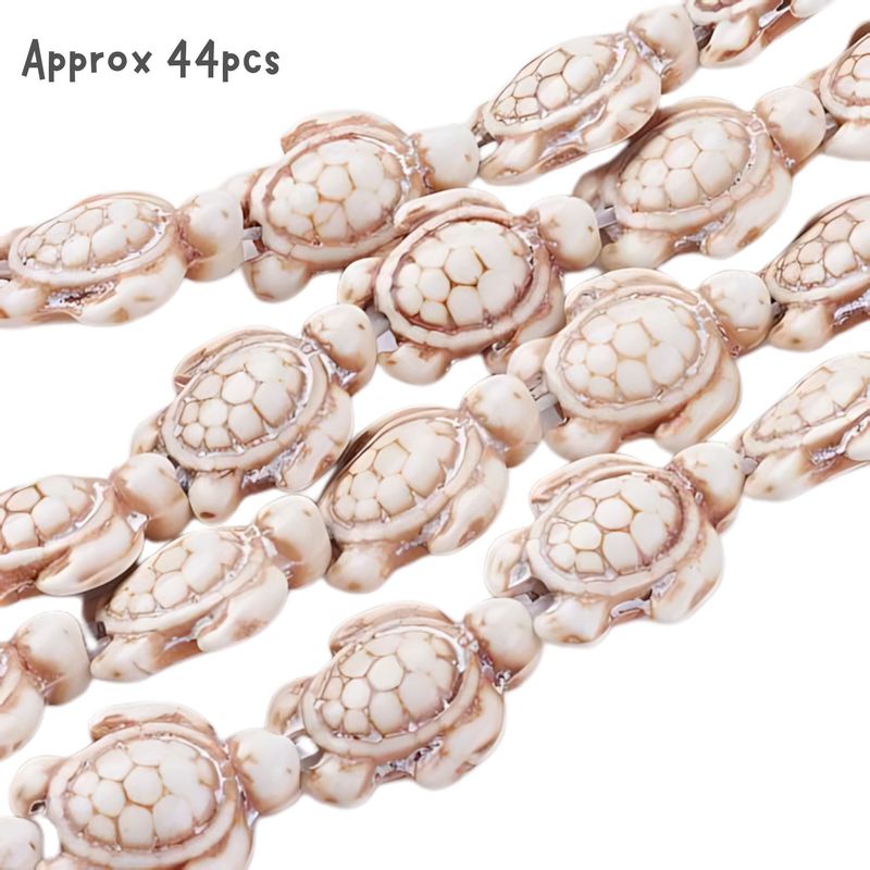 Turtle Beads, Antique White, Approx 44pcs, 18x15x7mm, Hole 1.5mm, Synthetic/Acrylic, 2.19oz