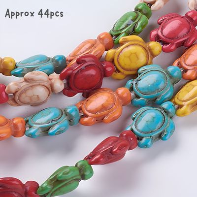 Turtle Beads, Mixed Colors, Approx 44pcs, 18x15x7mm, Hole 1.5mm, Synthetic/Acrylic, 2.12oz