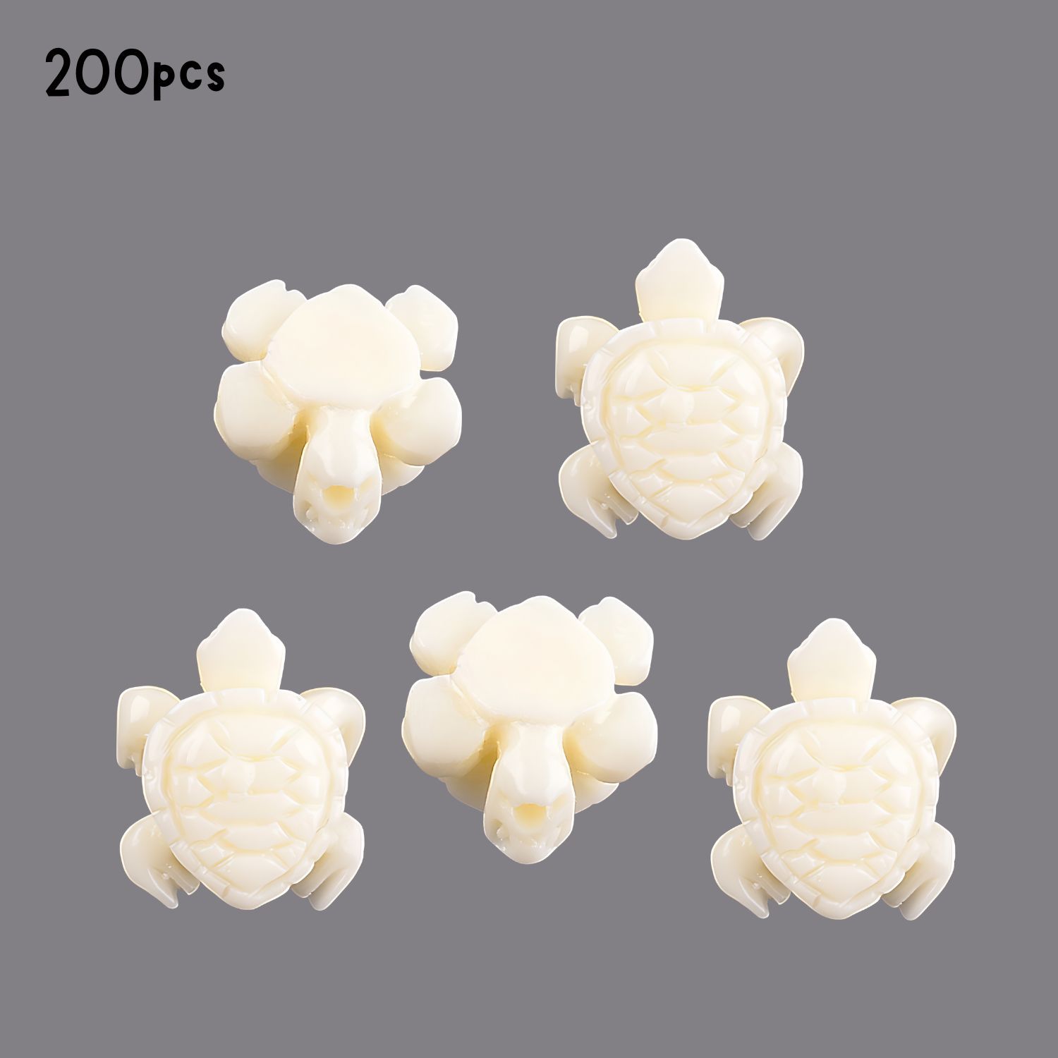 Turtle Beads, Cream, 200pcs, 12x10x5mm, Hole 1.2mm, Synthetic/Acrylic, 2.93oz