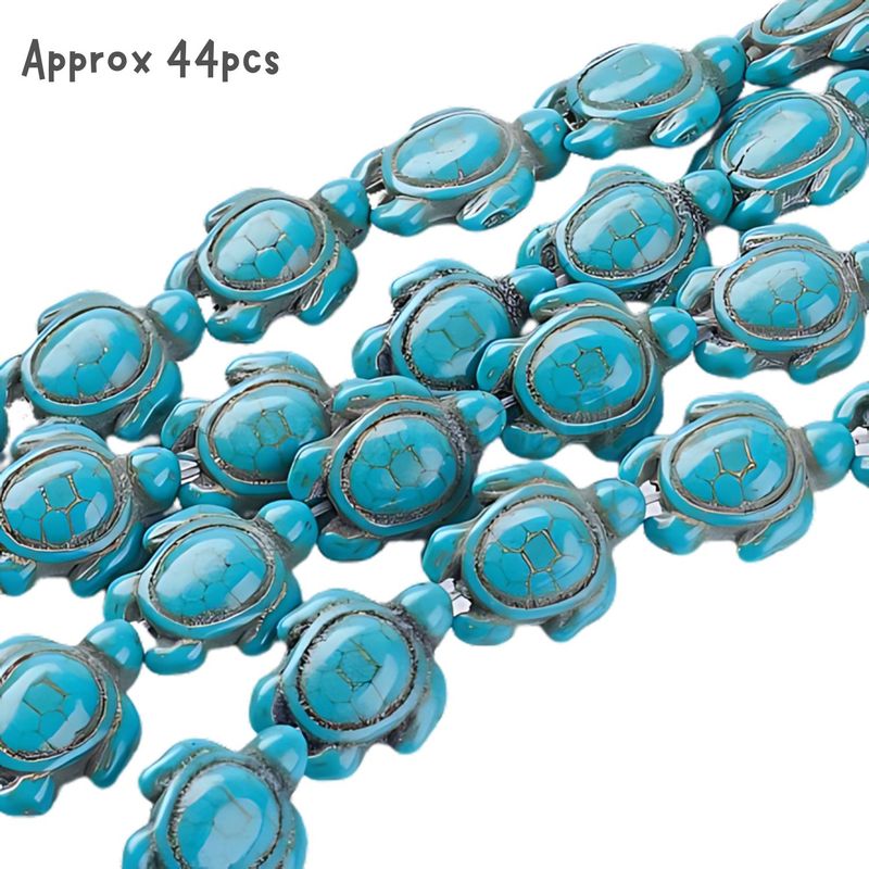 Turtle Beads, Turquoise, Approx 44pcs, 18x15x7mm, Hole 1.5mm, Synthetic/Acrylic, 2.12oz