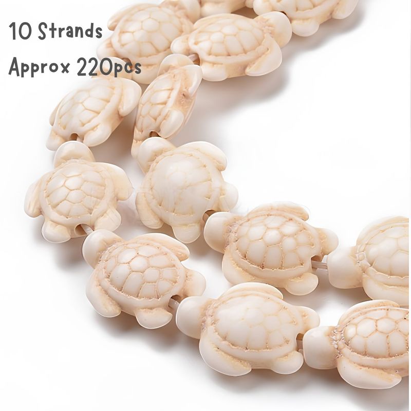 Turtle Beads, Antique White, Approx 220pcs, 18x15x7mm, Hole 1.5mm, Synthetic/Acrylic, 9.84oz
