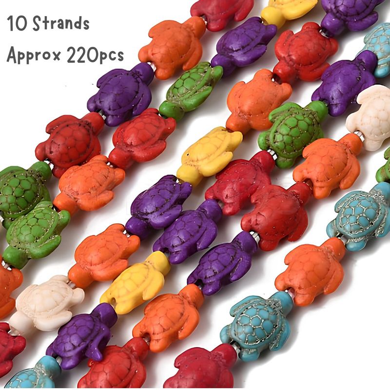 Turtle Beads, Mixed Colors, Approx 220pcs, 18x15x7mm, Hole 1.5mm, Synthetic/Acrylic, 10.79oz