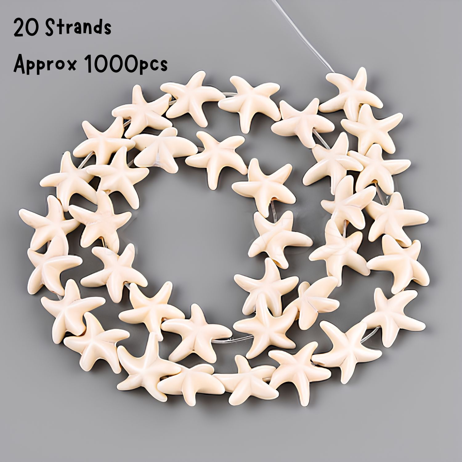 Starfish Beads, Antique White, Approx 1000pcs, 15x15x5.5mm, Hole 1.5mm, Ocean Sea Synthetic/Acrylic, 17.74oz