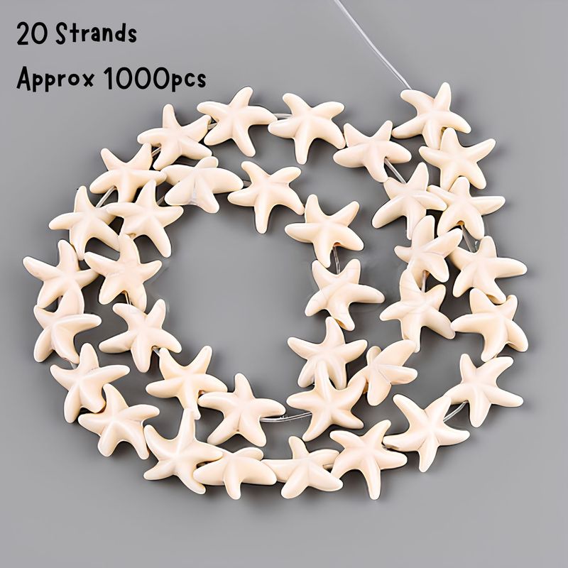 Starfish Beads, Antique White, Approx 1000pcs, 15x15x5.5mm, Hole 1.5mm, Ocean Sea Synthetic/Acrylic, 17.74oz