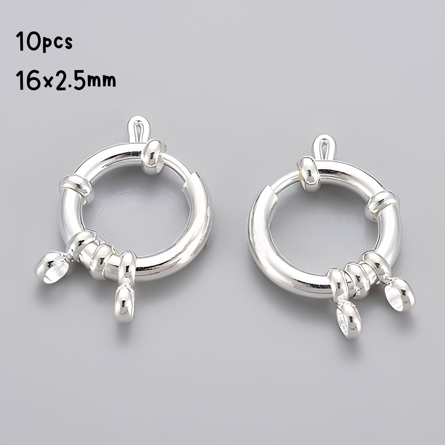 Large SP Stainless Steel Spring Ring Clasps, 10pcs, 16x2.5mm, 0.71oz
