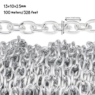 SP Aluminum Cable Chain, 13x10x2.5mm, 100 Meters/328 Feet, 152.31oz