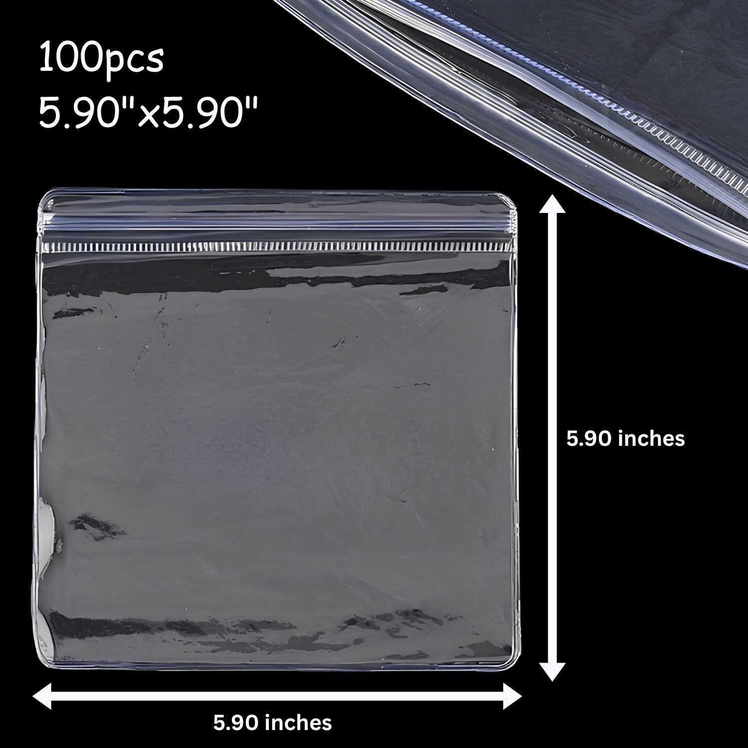 5.90"x5.90", Zip Lock Bags, 100pcs, PVC Anti Oxidation, Clear Anti-tarnish Packing Storage Pouches, 20.88oz