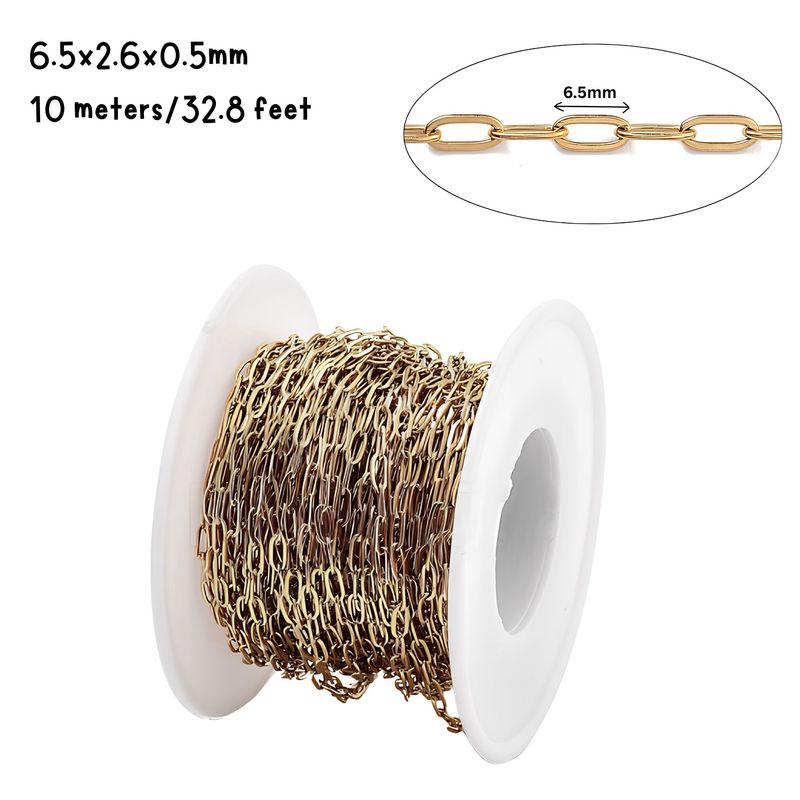 GP Stainless Steel Paperclip Chain, 6.5x2.6x0.5mm, 10 Meters/32.8 Feet, 2.54oz