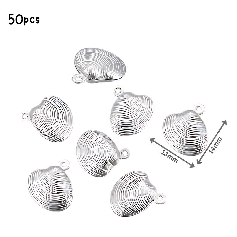 Stainless Steel Scallop Shells, 50pcs, 14x13x4mm, Ocean Sea Charms/Pendants, 1.09oz