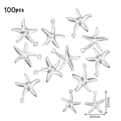 Stainless Steel Starfish, 100pcs, 17x15x2mm, Ocean Sea Charms/Pendants, 1.24oz