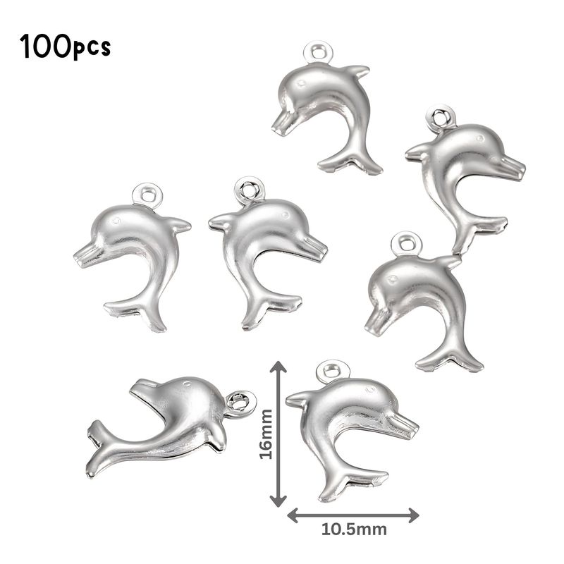 Stainless Steel Dolphins, 100pcs, 16x10.5x3.5mm, Ocean Sea Charms/Pendants, 0.99oz