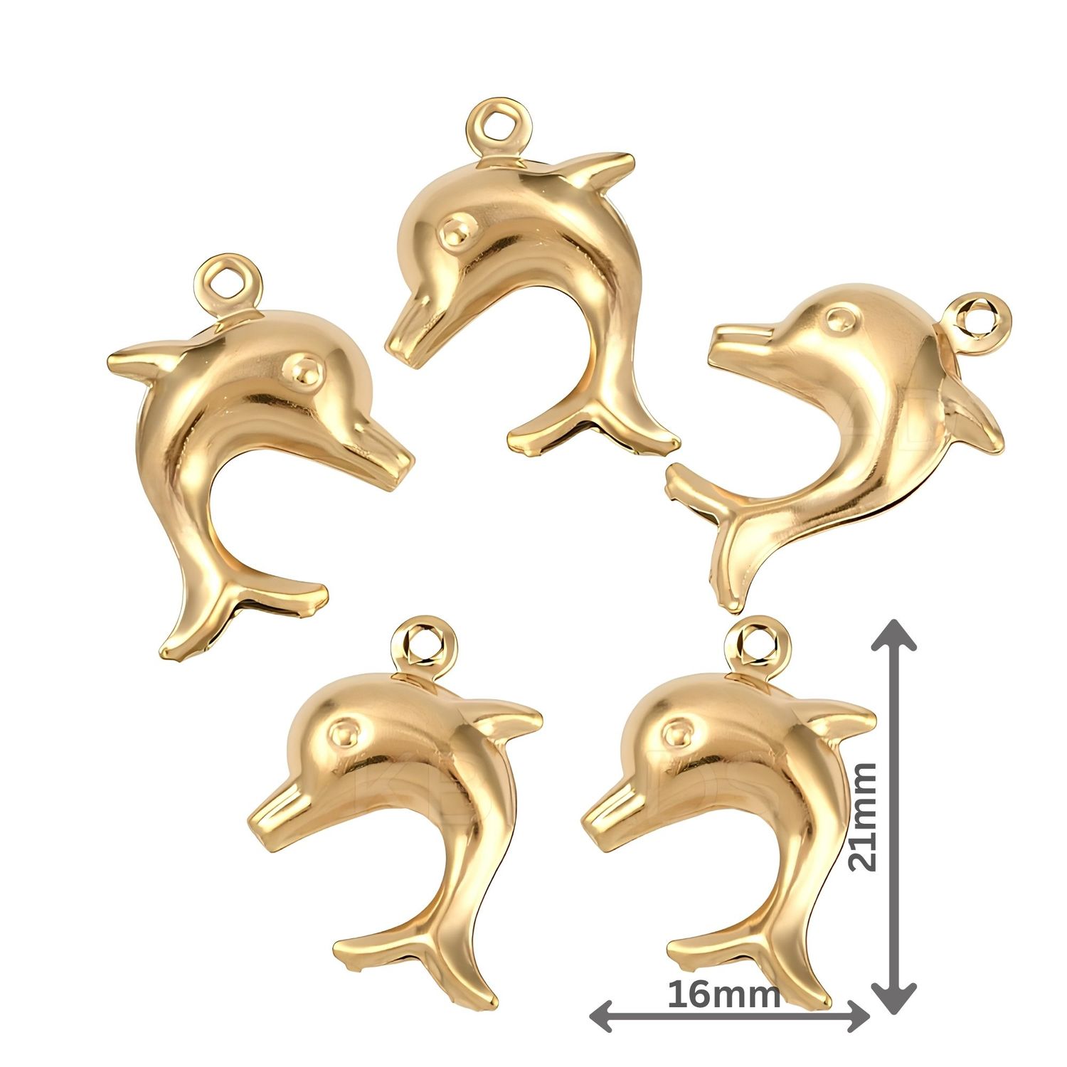 GP Stainless Steel Dolphins, 40pcs, 21x16x4mm, Ocean Sea Charms/Pendants, 0.67oz