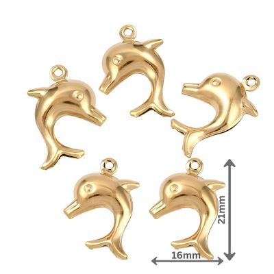 GP Stainless Steel Dolphins, 40pcs, 21x16x4mm, Ocean Sea Charms/Pendants, 0.67oz