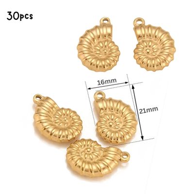 GP Stainless Steel Conch Shells, 30pcs, 15x21x4mm, Hole 1mm, Ocean Sea Charms/Pendants, 5.36oz