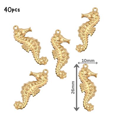 GP Stainless Steel Sea Horse, 40pcs, 26x10x4mm, Hole 1.2mm, Ocean Sea Charms/Pendants, 1.16oz
